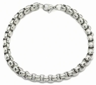 Pulsera de acero quirurgico rolo cuadrada 6mm 21cm